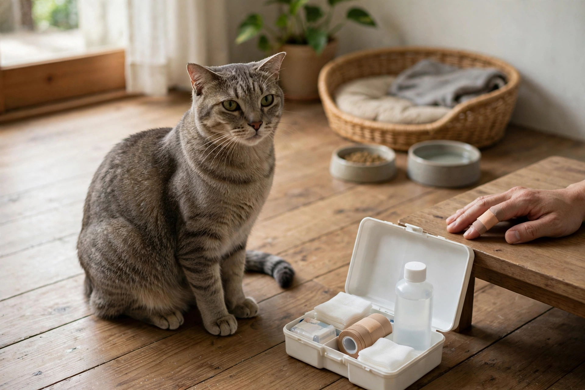 飼主以清水沖洗被貓咬傷的手部傷口