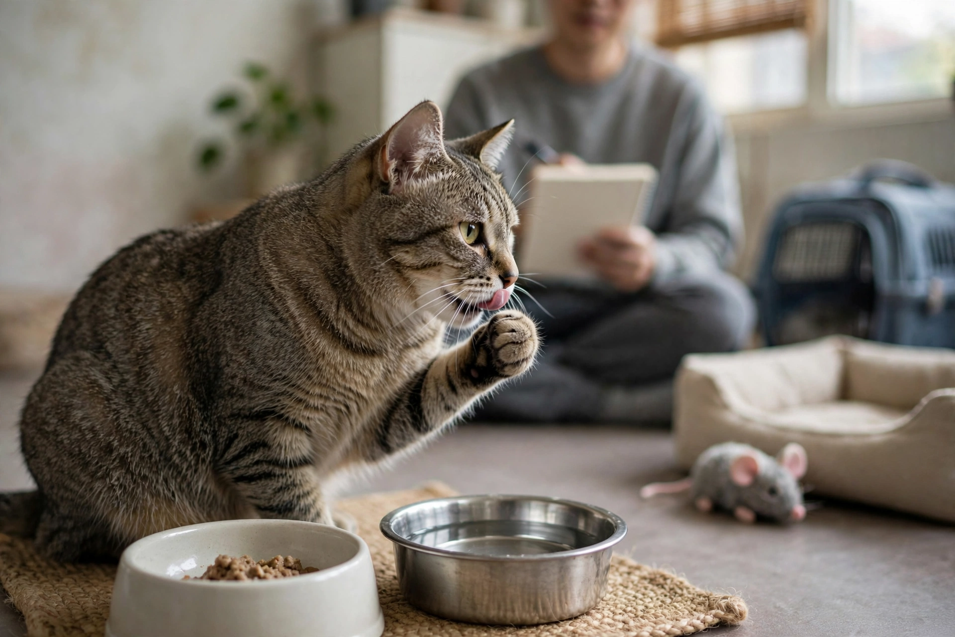 貓咪進食時出現不適表情,飼主觀察口腔與進食狀況